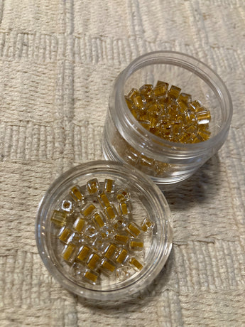 Clear Cube Beads with Amber Strip #7258 - 1