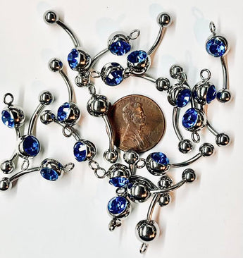 Sparkly Blue Belly Rings Ready for Charms - 1
