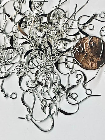 White Metal French Wire Earrings - 1