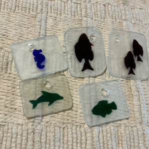 Artisan Made Frosted Embossed Glass Focal Pieces #7328 - 1