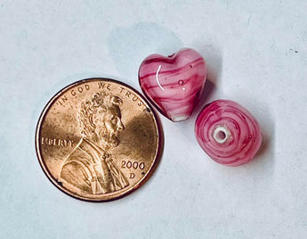 Murano 3/8" Pink Puffed Glass Heart - 1