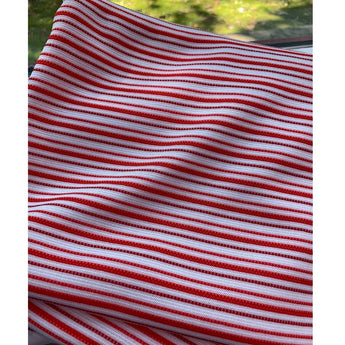 1 yd Red White Striped Stretchy Polyester Craft Sewing Fabric Yardage Remnant - 1
