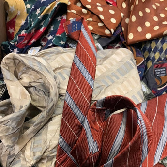 One Pound Vintage and Modern Silk Polyester Mens Neckties Tie Craft Supply Lot - 1