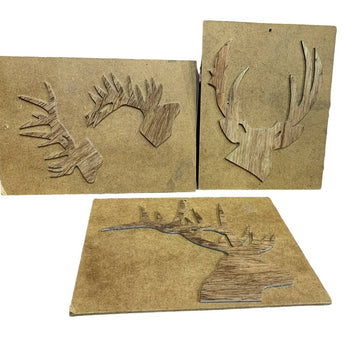 3 Handmade Wooden Cutout Deer Profile Rustic Scrap Wood Wall Art Craft Project - 1