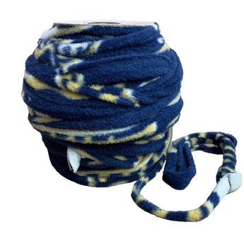 Handmade Craft Knitting Crochet Upcycled Blue Gold Fleece Fabric Ribbon Yarn - 1