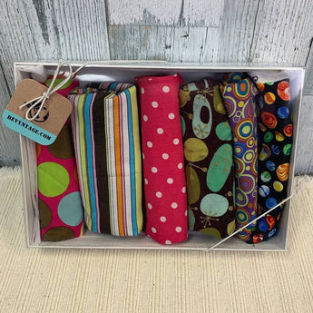 Polka Dot Mod Stripe Marbles Circle Cotton Blend Fabric Craft Project Swatch Box - 1