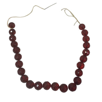 Strand of 24 Vintage Ruby Red Shiny Round Beads Beaded Jewelry Craft Supply - 1