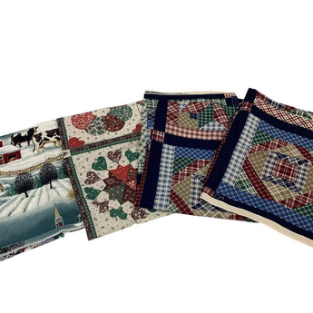 2 yds Farm Cow Barn Trees Printed Quilt Blocks Craft Fabric Quilting Squares - 1