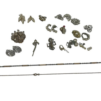 20+ Pc Broken Vintage Earrings Brooches Chains Jewelry Findings Craft Supply Lot - 1