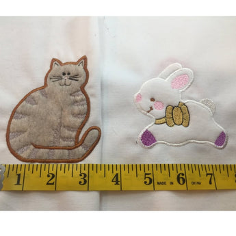 9 Handmade 7" X 7" Fabric Easter Bunny Animal Applique Calico Solid Quilt Squares - 1