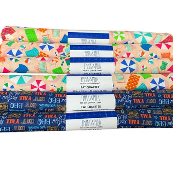 6 New Emma & Mila 18X21 Summer Beach Cowboy Fat Quarters FQ Quilting Fabric - 1
