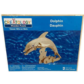 New Creatology 3D Build Your Wooden Dolphin Puzzle Sculpture Craft Project Kit - 1