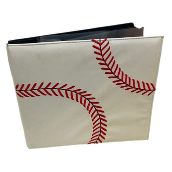 10" by 10" Faux Leather Baseball Stitches Scrapbook Album w 10 Plastic Sheets - 1