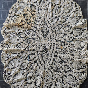 Large Light Taupe (Stained) Oval Doily / ReFabric
