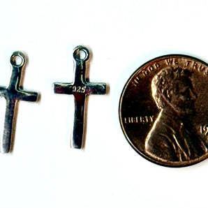 Pair Tiny Sterling Silver Crosses