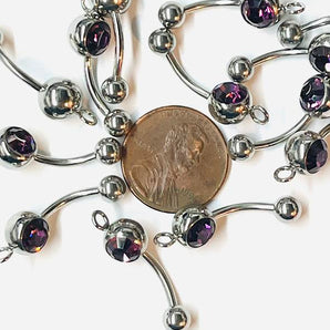 Sparkly Purple Belly Rings Ready for Charms - 1