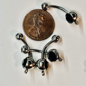 Sparkly Black Belly Rings Ready for Charms - 1