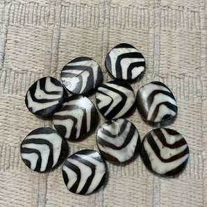 Zebra Bone Batik Beads #7327 - 1