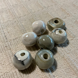White Grey Black Large Ceramic Beads #7346 - 1