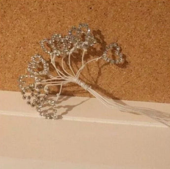 Vintage Rhinestone Carft Wired .50" Hearts - Set of 12 - 1