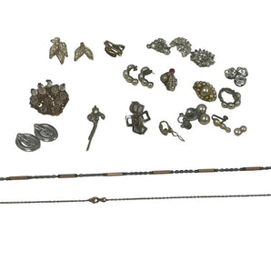 20+ Pc Broken Vintage Earrings Brooches Chains Jewelry Findings Craft Supply Lot - 1