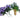Springtime Violet Purple Flower Sprays w Blue Floral Green Leaves In Basket