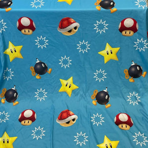 2 yds Super Mario Bros Mushroom Star Polyester Fabric Craft Remnant Yardage