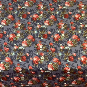 2yds Calico Floral Silky Feel Polyester Blend Craft Supply Fabric Remnant