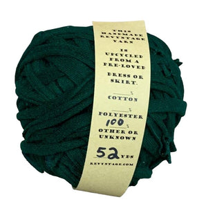Handmade Craft Knitting Crochet Upcycled Polyester Dark Green Fabric Ribbon Yarn