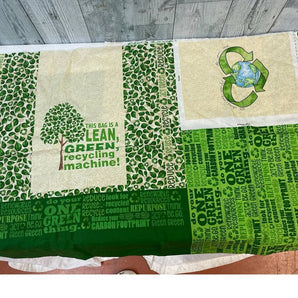 Set of 3 Happy Planet Lean Green Fabric Reuseable Tote Bag Sewing Projects Kit