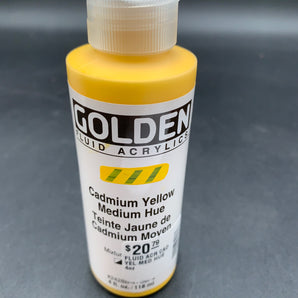 One Golden Acrylic Bottle of Cadmium Yellow Paint 4 oz