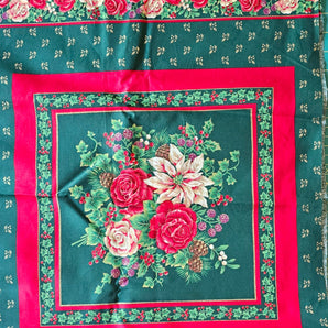Fabric Christmas Floral with Borders 2 panels of what appears in pics is a half yard