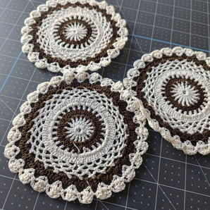 Brown & White Doily Set