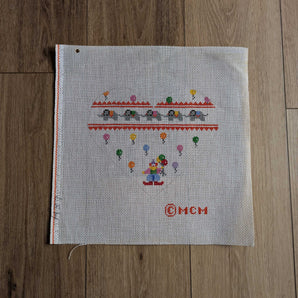 Hand Painted Vintage Needlepoint Pattern - Clown Heart