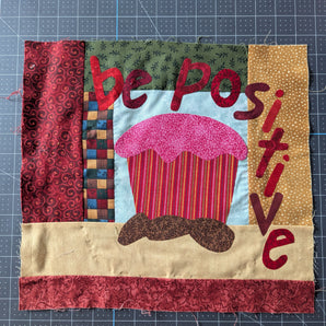 Be Positive - Handmade Fused Ready-to-Stitch Quilt Square
