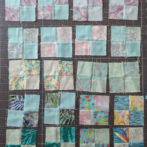 Two Sizes Shades of Teal Quilt Squares - 30 Total Pieces