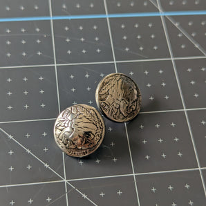 Set of 2 Indian Head Metal Shank Buttons - 7/8-in