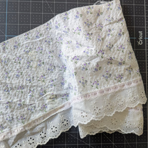 Vintage Purple Floral Fabric & Lace Border - 4yds