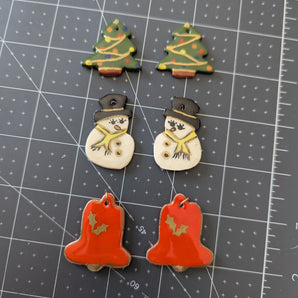 Set of 6 Handmade / Hand-Painted Ceramic Charms - Lot A