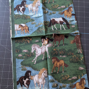 Horses in Water - Printed Cotton - 18in, 22in Width