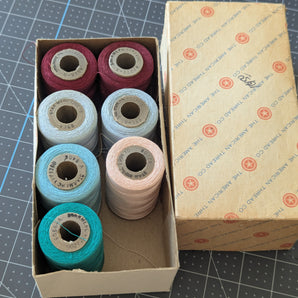 Box of 7 Thread Spools from The American Thread Co.
