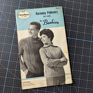 Harmony Pullovers in 8 Sizes - Knitting Leaflet by Beehive - Canadiana No 1029