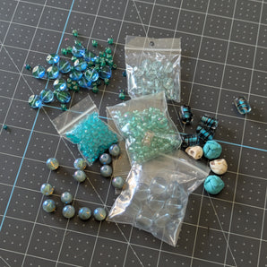 Aqua/Green Mostly Czech Glass Beads Bundle