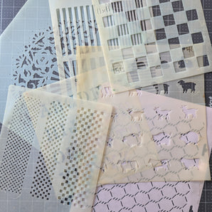 Stencils Variety Pack - Backgrounds, Animals, Letters & Fan