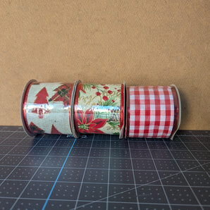 Christmas Wire-Edged Craft Ribbon Bundle - Lot C
