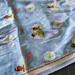Princess Vine And Scroll Stripe - Disney - Cotton Remnant - 2yds, 43in Width