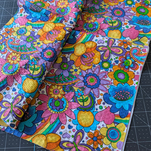 Floral Puckered (Blend?) Remnant - .5yd, 43in Width