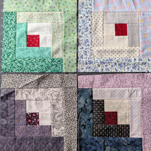 Set of Four Log Cabin Quilt Squares - Bundle 70I