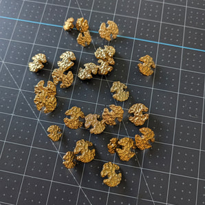 Gold Bowtie Style Metalized Plastic Shank Buttons - Two Sizes