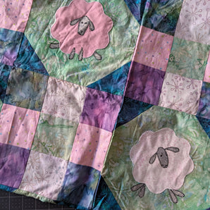 Batik Sheep Quilt Top - 36.5 x 36.5in